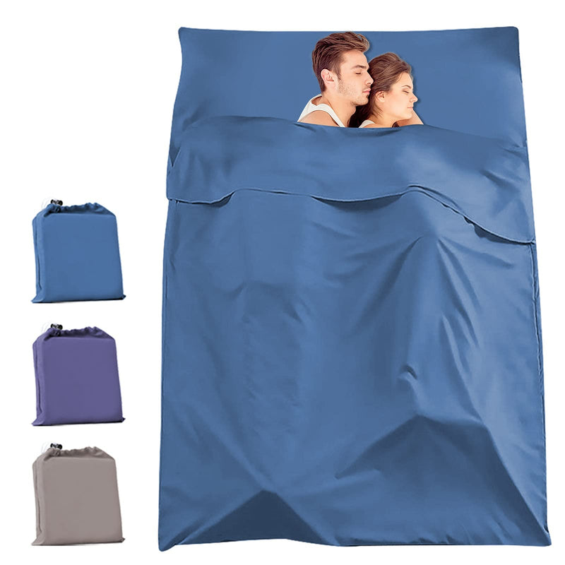 [Australia - AusPower] - Travel and Camping Sheet Sleeping Bag Liner,Lightweight Compact Portable Adult Thin Sleeping Bag Sack,Premium Soft Hotel Sleep Sheet for Traveling Hostels Picnic Blue 82.5 X 45 Inch 