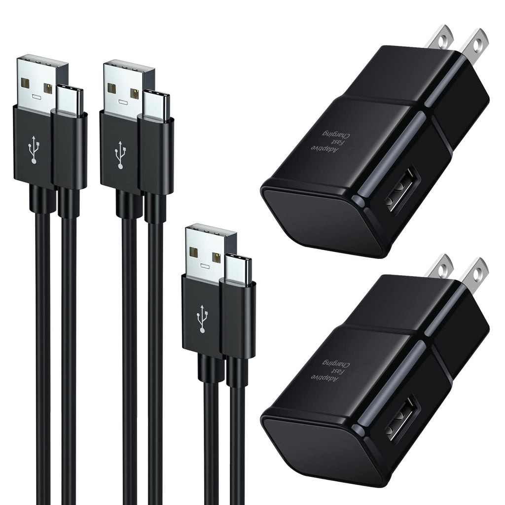 [Australia - AusPower] - Adaptive Fast Charging Block with 3 Pack Type C Charging Cable (6.6ftX2+1.5ft), Eversame Fast Charger Power Adapter USB C Cord for Samsung Galaxy S8+/S9 Plus/10e/20+/21 Ultra, Note 8/9/10+, L G V30 