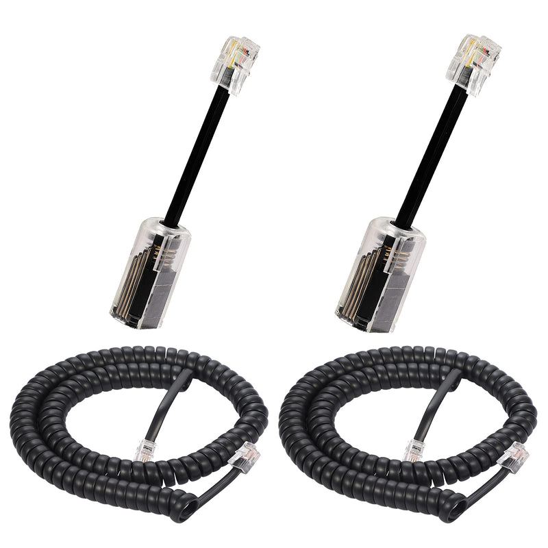 [Australia - AusPower] - Telephone Cord Detangler, 2 Pack 8Ft Uncoiled / 1.4Ft Coiled Telephone Handset Cord with 2 Pack 360 Degree Rotating Landline Cable Detangler Swivel Cord Untangler Telephone Accessory (Cord+Detangler) Cord+Detangler 