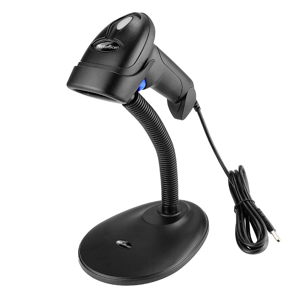 [Australia - AusPower] - NetumScan Handheld USB 1D Barcode Scanner with Stand, Wired CCD Bar Code Reader for POS System Sensing, Store, Supermarket, Warehouse 