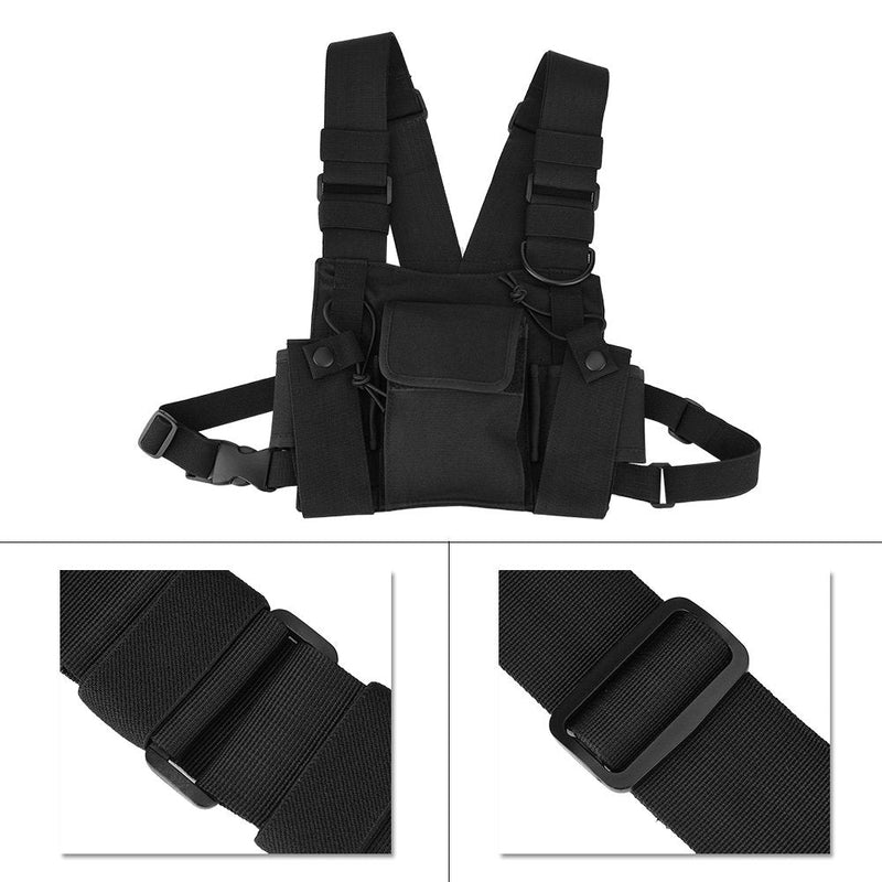 [Australia - AusPower] - Goshyda Nylon Walkie-Talkie Chest Bag Universal Hands-Free Adjustable Bag Hanging On Duty 
