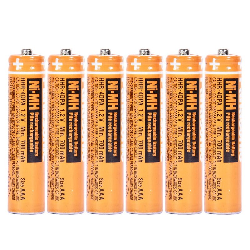 [Australia - AusPower] - 6 Pack 700mAh 1.2V AAA Rechargeble Battery,HHR-4DPA NI-MH Replacement Battery for Pasonic Cordless Phones 