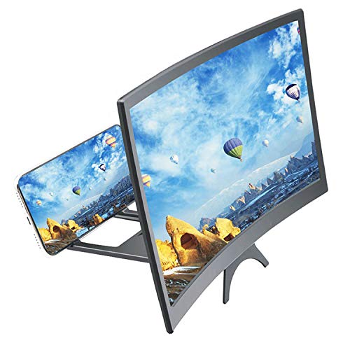 [Australia - AusPower] - 12 in Curved Screen Amplifier for Cell Phone - All, Light, Perfect for Airplane, Desk, Table - Durable and Easy to Use, Built with Phone Stand and Holder 