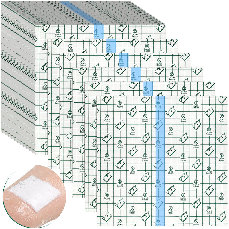 [Australia - AusPower] - 50 Pieces Transparent Stretch Adhesive Bandage Large Waterproof Bandage Transparent Film Adhesive Bandages (8 x 8 Inch) 8x8 Inch (Pack of 50) 