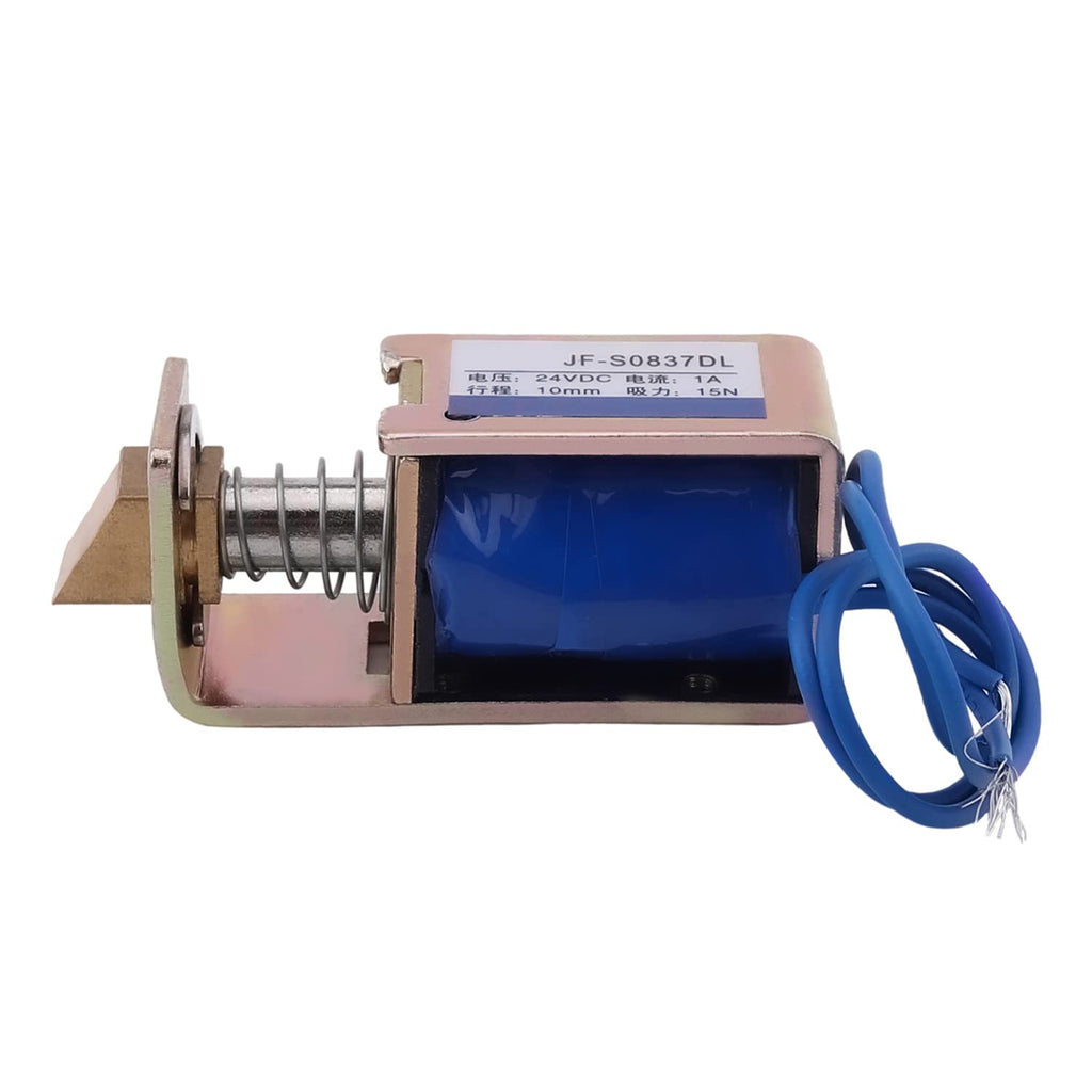 [Australia - AusPower] - Heyiarbeit DC 24V 15N Push Pull Type Solenoid Electromagnet 1A 24W Stroke Open Frame Solenoid, Linear Motion, JF-S0837DL-24V 