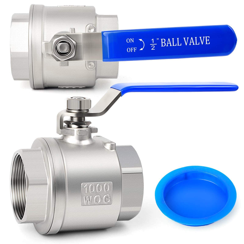 [Australia - AusPower] - TAISHER 2 PCS 1/2 Inch FNPT Heavy Duty Full Porat Ball Valve 304 Stainless Steel with Blue Handles 1/2" FNPT 