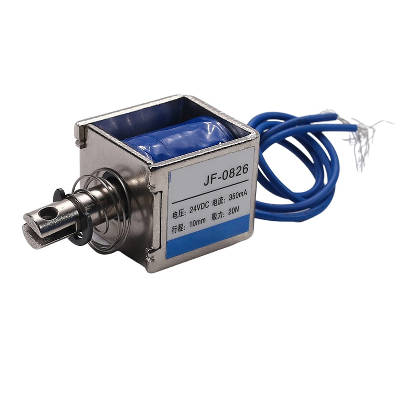 [Australia - AusPower] - Heyiarbeit DC 24V 20N Pull Type Solenoid Electromagnet 0.35A 8.4W 10mm Stroke Open Frame Solenoid, Linear Motion, JF-0826-24V 