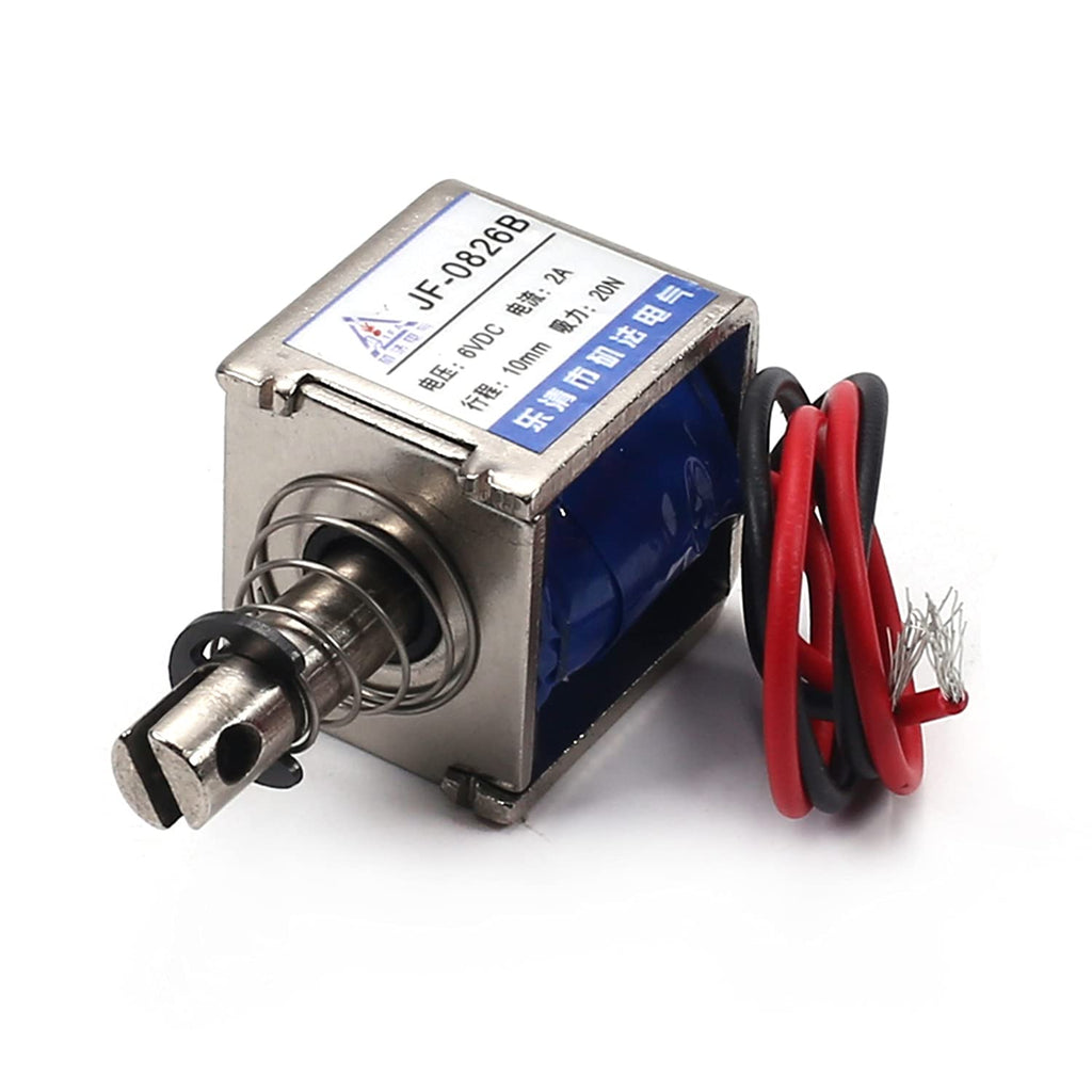 [Australia - AusPower] - Heyiarbeit DC 6V 20N Push Pull Type Solenoid Electromagnet 2A 12W 10mm Stroke Open Frame Solenoid, Linear Motion, JF-0826B-6V 