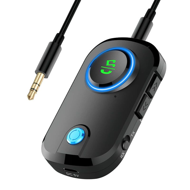 [Australia - AusPower] - Bluetooth Transmitter Receiver with Microphone,Bluetooth 5.0 Wireless 3.5mm AUX Audio Adapter Low Latency for TV/Home Sound System/Car/Nintendo/Switch/Headphones Blue 
