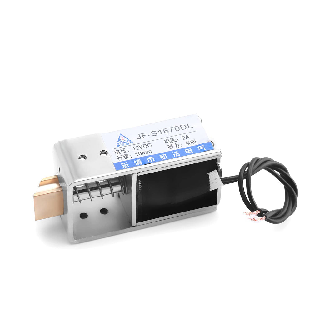 [Australia - AusPower] - Heyiarbeit DC 12V 40N Push Pull Type Solenoid Electromagnet 0.4A 4.8W 10mm Stroke Open Frame Solenoid, Linear Motion, JF-S1670DL-12V 