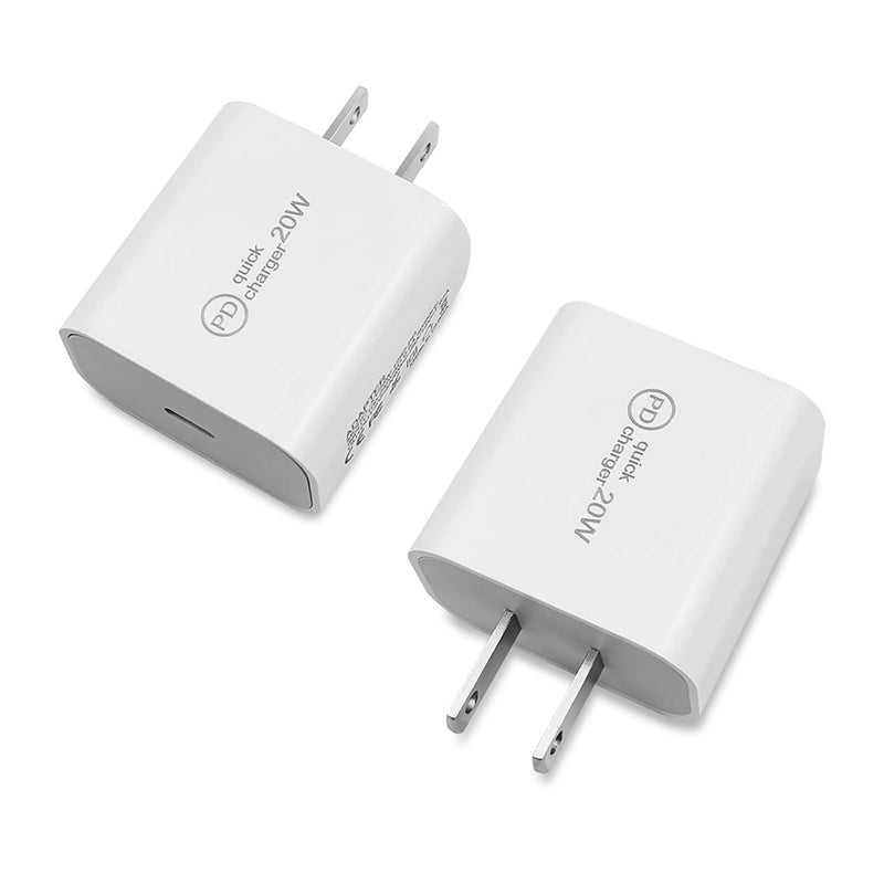 [Australia - AusPower] - 2-Pack 20W Power Adapter USB C Fast Charging Wall Charger Power Delivery Type C PD3.0 QC3.0 Compatible for iPhone 13 12 Mini/Pro Max SE 11 Pro Max XR 8 Plus Pixel Samsung Galaxy S20/S10 LG 2 PK 