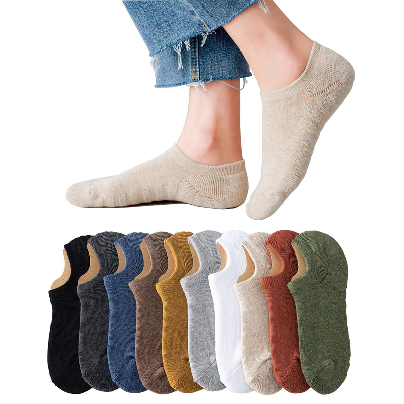 [Australia - AusPower] - No Show Athletic Socks 5-10 Pairs Hiking Running Ankle Socks For Women Cushion Low Cut Socks 10 Pairs -Women 
