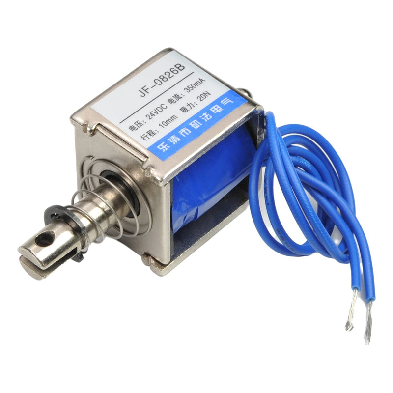 [Australia - AusPower] - Heyiarbeit DC 24V 20N Push Pull Type Solenoid Electromagnet 10mm Stroke Open Frame Solenoid, Linear Motion, JF-0826B-24V 