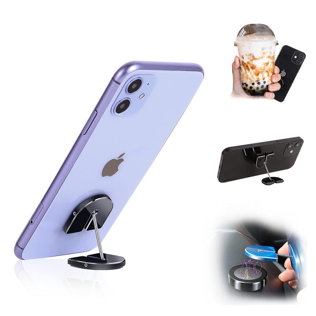 [Australia - AusPower] - 1step2dream Phone Grip Magnetic Kickstand Multi-Scene iPhone Finger Holder for Desk,Car,Home Black 