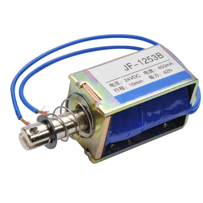 [Australia - AusPower] - Heyiarbeit DC 24V 42N Push Pull Type Solenoid Electromagnet 0.45A 10.8W 10mm Stroke Open Frame Solenoid, Linear Motion, JF-1253B-24V 