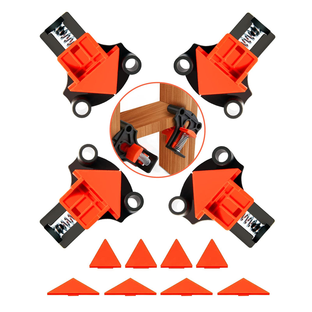 [Australia - AusPower] - 60/90/120 Degree Pro Corner Clamps Set for Woodworking Tools-Non Slip Fixed, 4PCS Adjustable Single Handle Spring Loaded Right Angle Clip for Frame Welding/Wood Working/Making Cabinet or Punch DIY. 