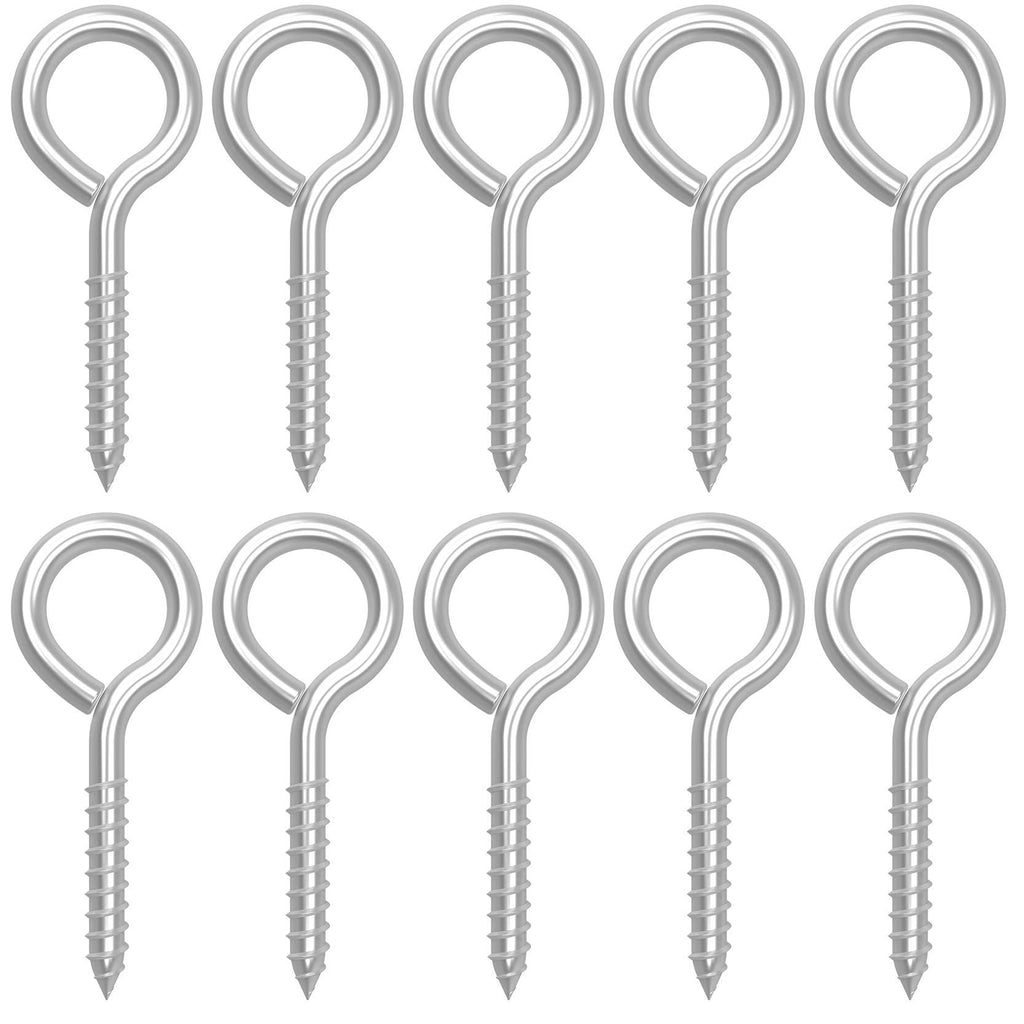 [Australia - AusPower] - EUCARLOS 10 Pack 3.2 Inches Screw Eyes, Heavy Duty Screw in Eye Hooks for Securing Cables Wires, Self Tapping Screws Eye Bolts for Indoor & Outdoor Use 