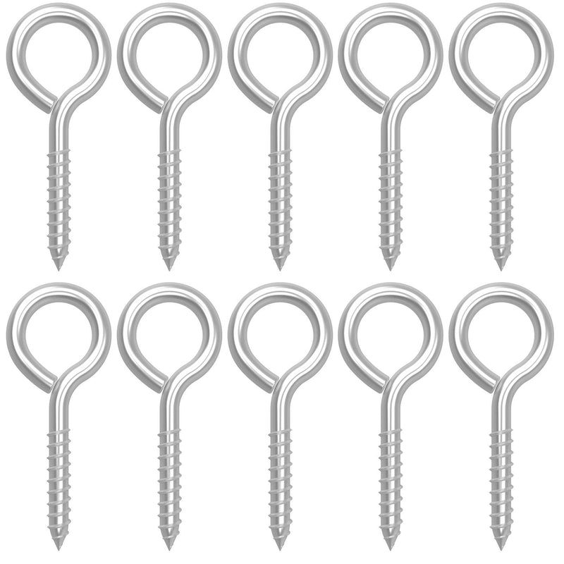 [Australia - AusPower] - EUCARLOS 10 Pack 3.2 Inches Screw Eyes, Heavy Duty Screw in Eye Hooks for Securing Cables Wires, Self Tapping Screws Eye Bolts for Indoor & Outdoor Use 