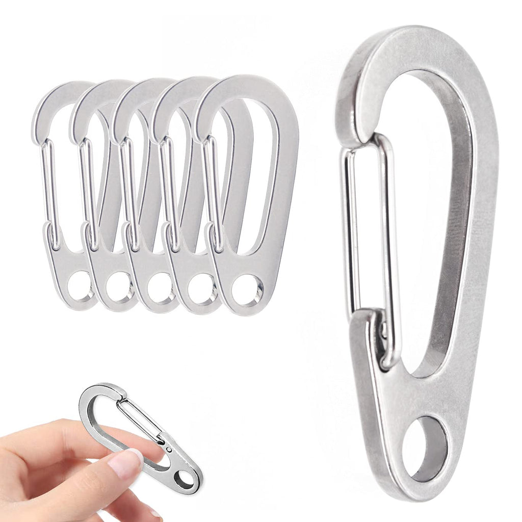 [Australia - AusPower] - 5 PCS 2.17 Inch Stainless Steel Carabiner Clip Spring-Snap Hook,EDC Heavy Duty Mini Custom Quick Release Hook for Outdoor Key Chain Swing Set Camping Fishing Hiking Traveling Hammock (2.17 Inch) 