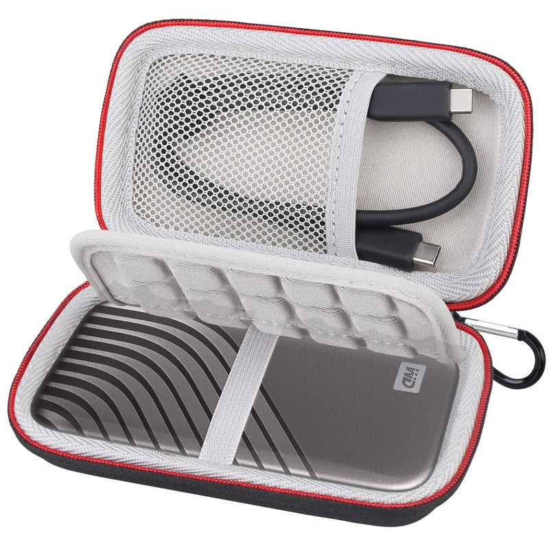 [Australia - AusPower] - Lacdo Hard Carrying Case for WD My Passport SSD External Portable Drive 500GB 1TB 2TB 4TB External Solid State Drive EVA Shockproof Water Repellent Protective Storage Travel Bag, Black 