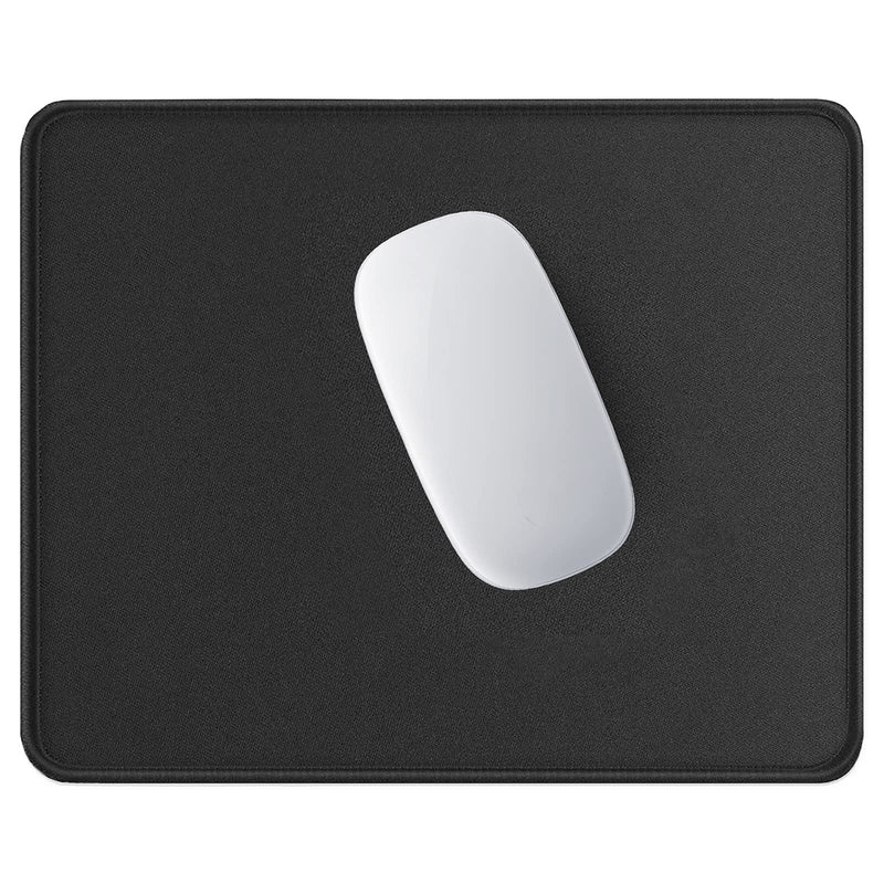 [Australia - AusPower] - Hsurbtra Mouse Pad, Premium-Textured Square Mousepad 10.2 x 8.3 Inch, Stitched Edge Anti-Slip Waterproof Rubber Mouse Mat, Pretty Cute Mouse Pad for Office Gaming Laptop Women Kids Jet Black 
