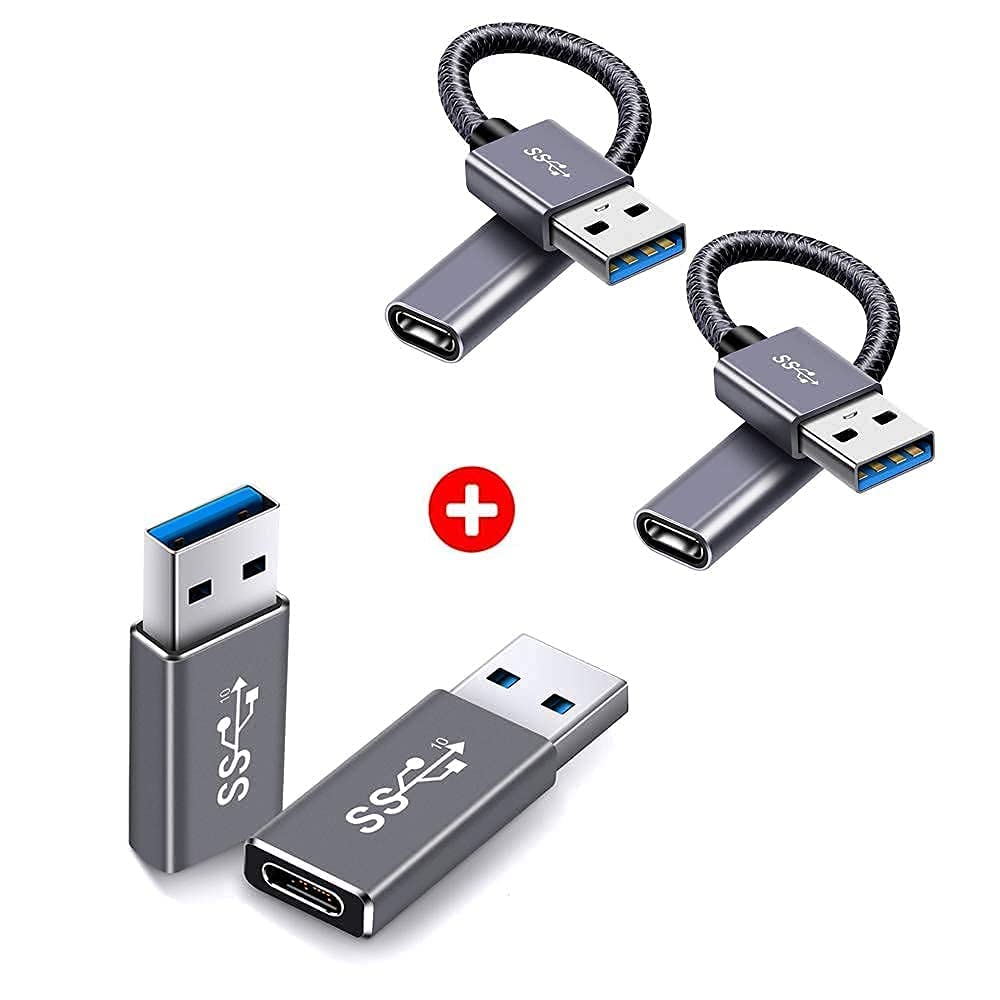 [Australia - AusPower] - USB 3.1 GEN 2 Male to Type C Female Adapter Cable, Support 10Gbps Charging & Data Transfer, USB A to USB C 3.1 Converter(Space Gery) 