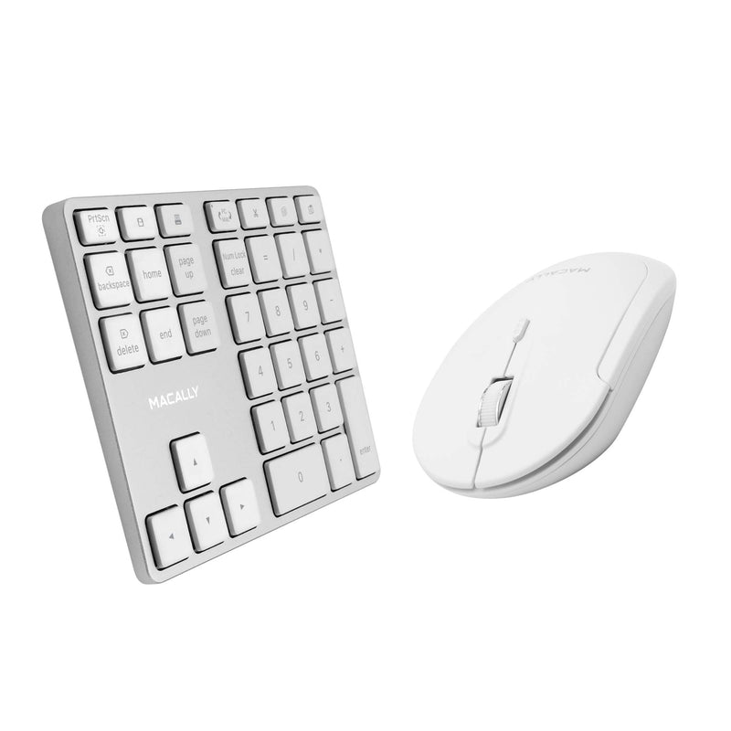 [Australia - AusPower] - Macally Wireless Number Pad for Mac & PC and a Wireless Bluetooth Mouse, Work with Numbers More Efficiently 