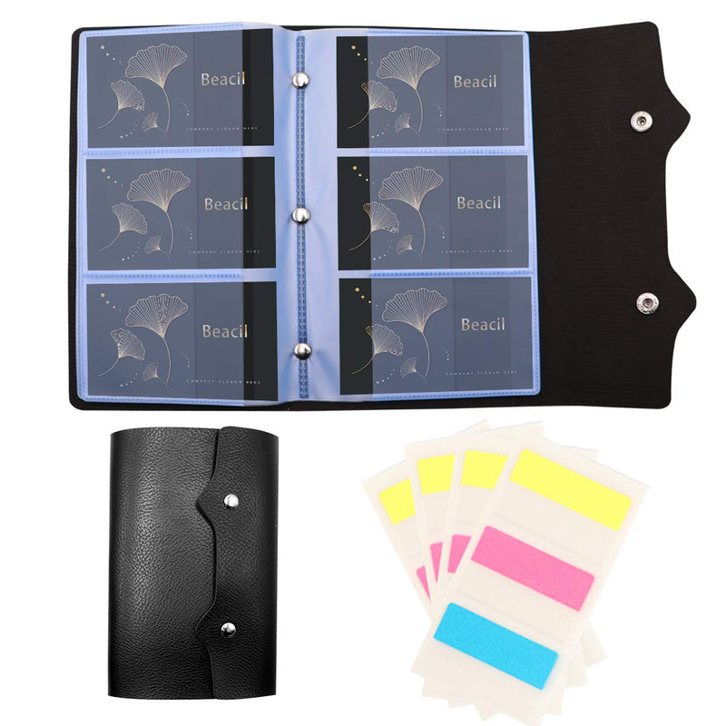 [Australia - AusPower] - Beacil Credit Card Holder,Portable PU Leather Card Holder,Credit Card Protector with 108 Card Slots,for Managing Your Different Business Card,Name Card Organizer Business Card Holder Book (Black) Black 