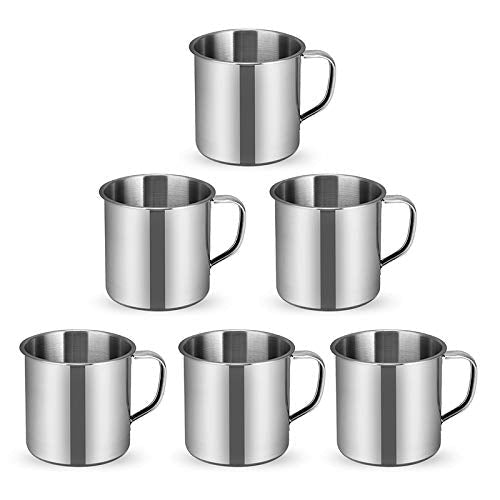 [Australia - AusPower] - Stainless Steel Coffee Cup with Handle 6 Pcs Camping Cup 4oz Stainless Steel Espresso Cups 2.362.17Inch Metal Shot Glasses Tea Mug Cup Tea Party Great for Outdoor Events Picnics Party 