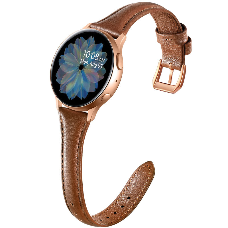 [Australia - AusPower] - GEAK Compatible with Samsung Active 2 Watch/Galaxy Watch 4 40mm 44mm Band, 20mm Genuine Leather Strap for Galaxy Watch 42mm/Watch 3 41mm/Active/Gear S2 Classic for Women Girls, Brown 
