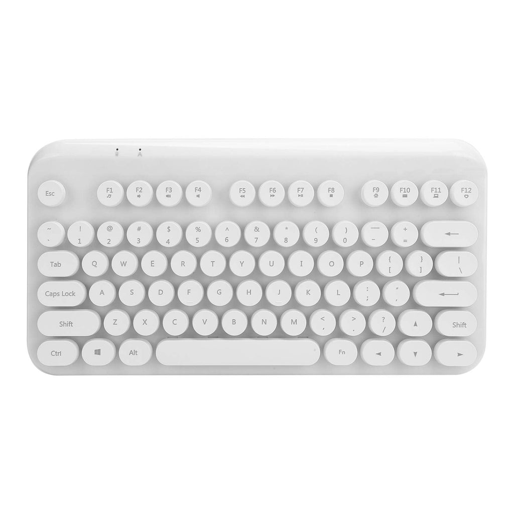 [Australia - AusPower] - 2.4G Wireless Keyboard, Retro Protable Typewriter Style 75 Keys Keyboard with Volume Control, Compatible with Computer/Desktop/PC/Laptop and Windows 10/8/ 7，for Gaming/Office(White) White 