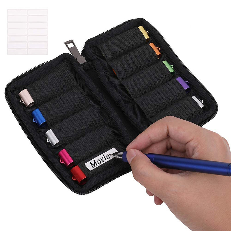 [Australia - AusPower] - USB Flash Drive Case - Vellgo Soft Material Thumb Drive Holder case, USB Drive Holder Organizer, Portable Electronic Accessories Bag for USB Memory Stick with 10 Slots 