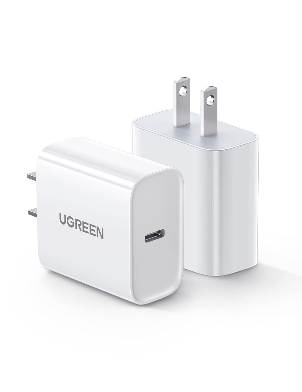 [Australia - AusPower] - UGREEN 20W USB C Wall Charger - 2 Pack PD Fast Charger Block Power Adapter Compatible for iPhone 13/13 Mini/13 Pro/13 Pro Max/12/11/SE/XR, AirPods Pro, iPad Pro/Mini, Galaxy, Pixel 4/3, and More 