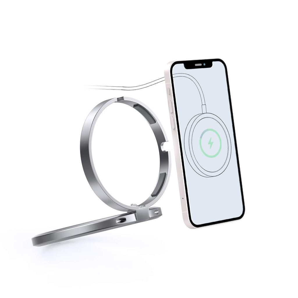 [Australia - AusPower] - TechMatte MagGrip Dual-Ring Stand Compatible with MagSafe Official Wireless Charger, Foldable Aluminum Alloy Cell Phone Accessories(Charger Not Included) 