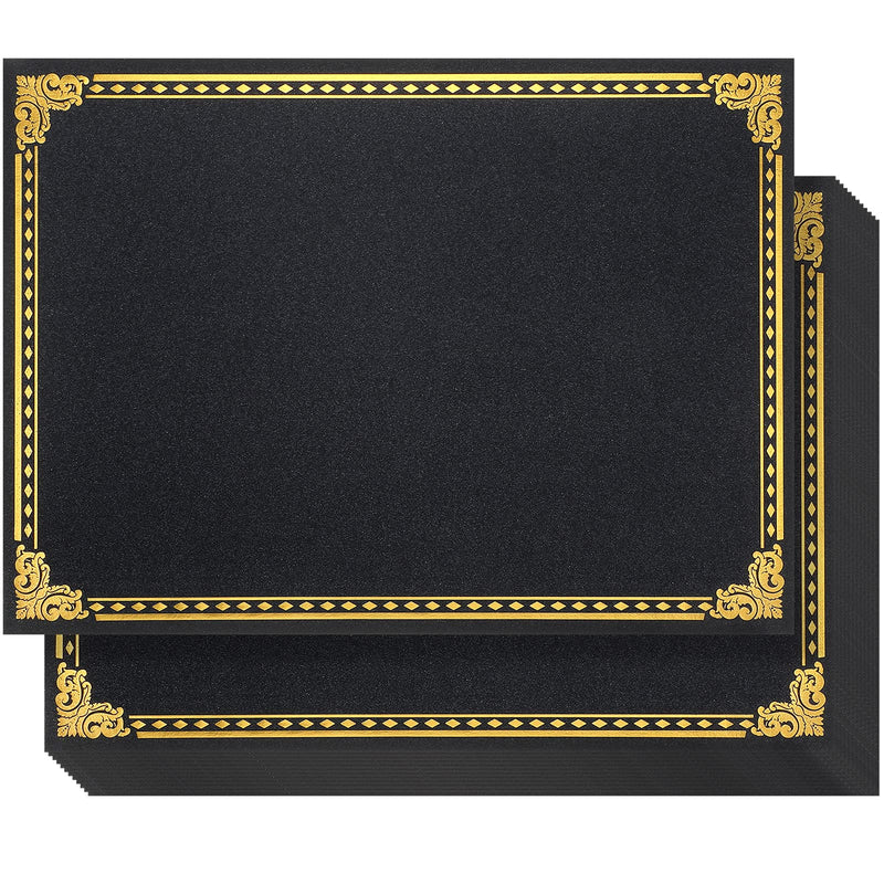 [Australia - AusPower] - 50 Sheets Certificate Paper Gold Foil Metallic Border Blank Award Certificate for Recognition Appreciation, Laser and Inkjet Printer Compatible, 11 x 8.5 Inches (Black) Black 