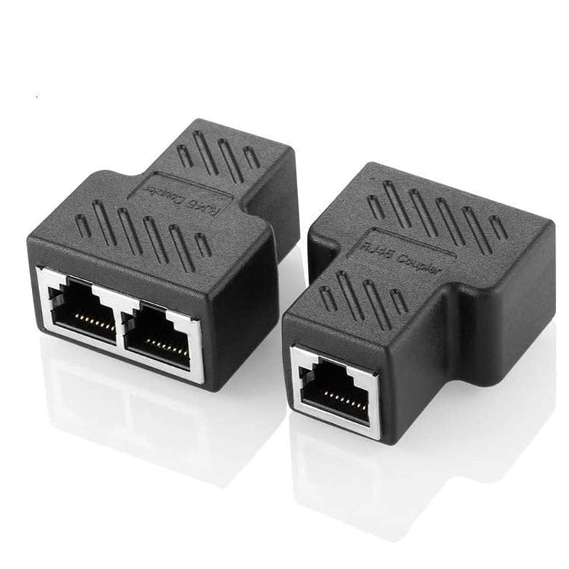 [Australia - AusPower] - RJ45 Splitter Connectors Adapter SHONCO 2 Pack Female 1 to 2 Ethernet Couple for Cat5/Cat5e/Cat6/Cat7 Ethernet Cable Extender Connector,Black 