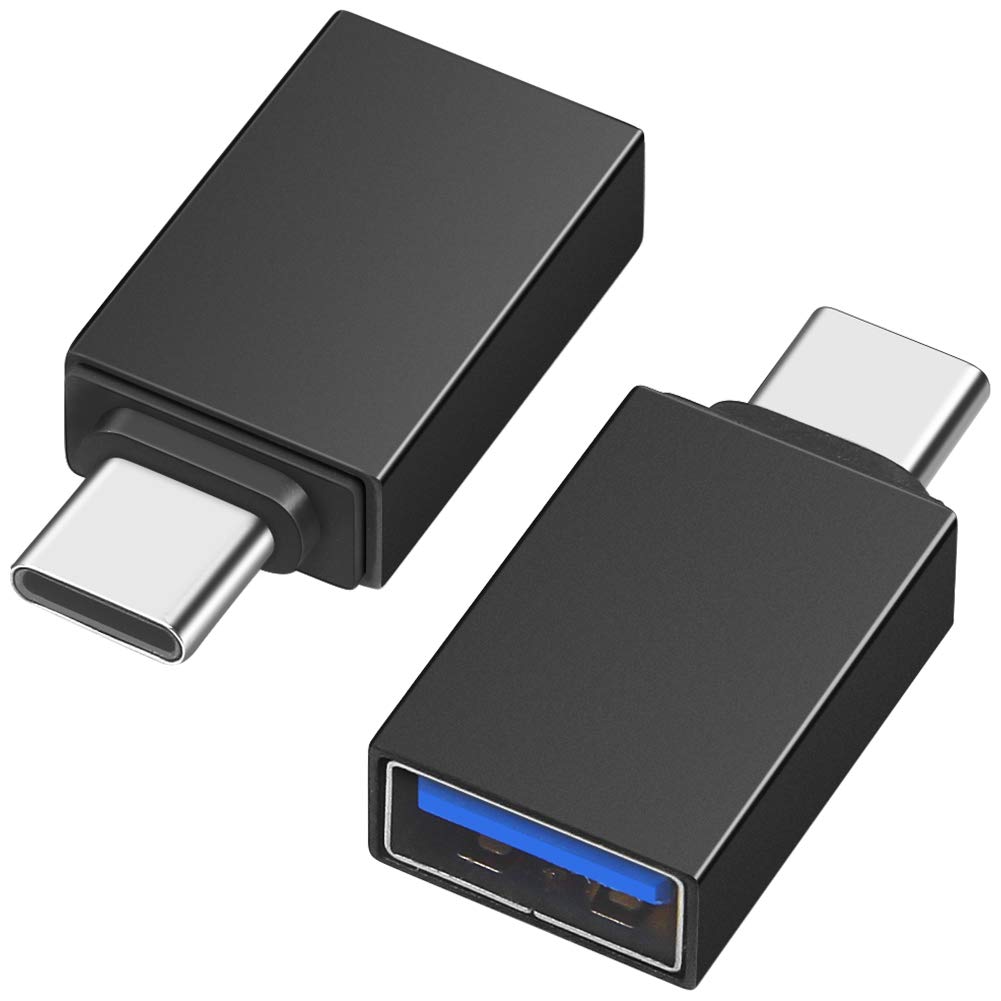 [Australia - AusPower] - USB C to USB Adapter (2 Pack), BorlterClamp USB Type-C to USB 3.0 OTG Adapter Compatible with MacBook Air 2020, iPad Pro 2020 and Type-C Devices, Black 
