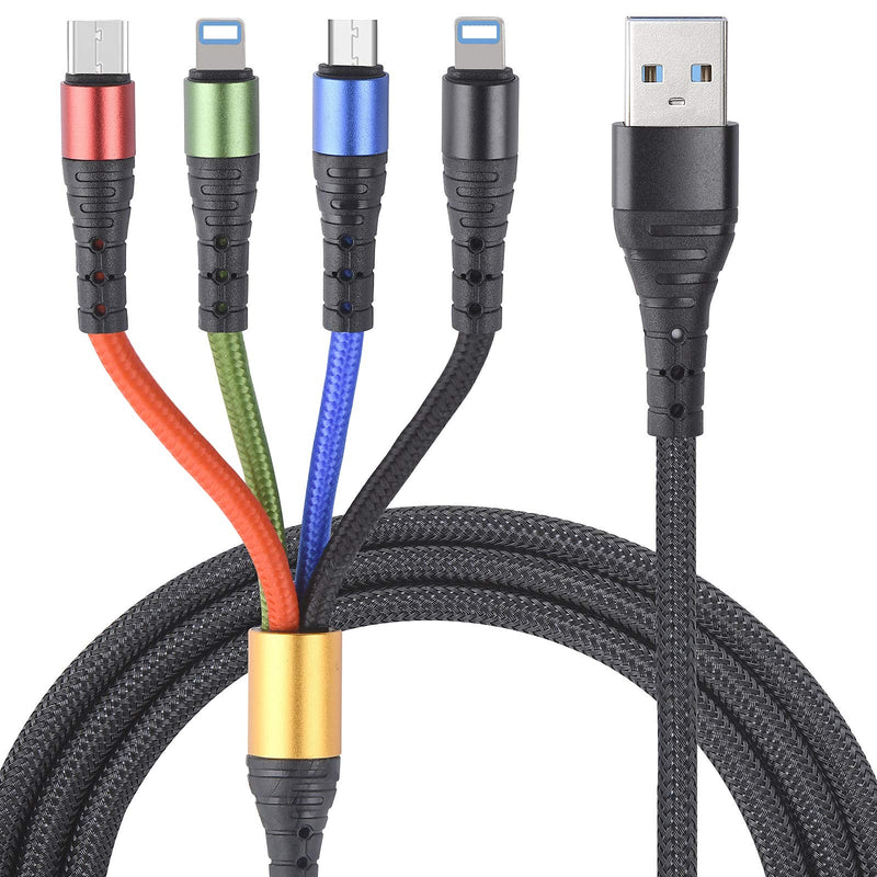 [Australia - AusPower] - Multi USB Fast Charging Cable，Arsiperd 4 in 1 3A Charger Cord Connector with Dual Phone/Type C/Micro USB Universal Port Adapter, Compatible with Cell Phones Tablets and More(4FT/2Pack) 