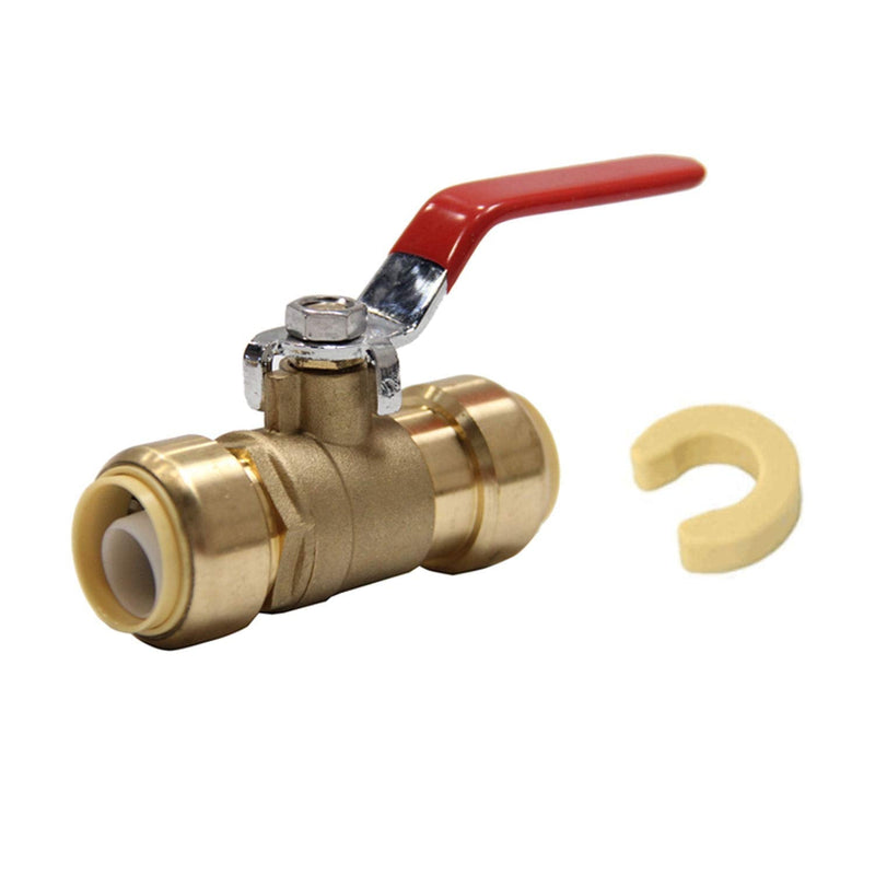 [Australia - AusPower] - EFIELD 1 Inch Push-Fit Full Port Ball Valve with a Disconnect Clip to Connect Pex, Copper, CPVC Pipe, Lead Free Brass UPC Certified 
