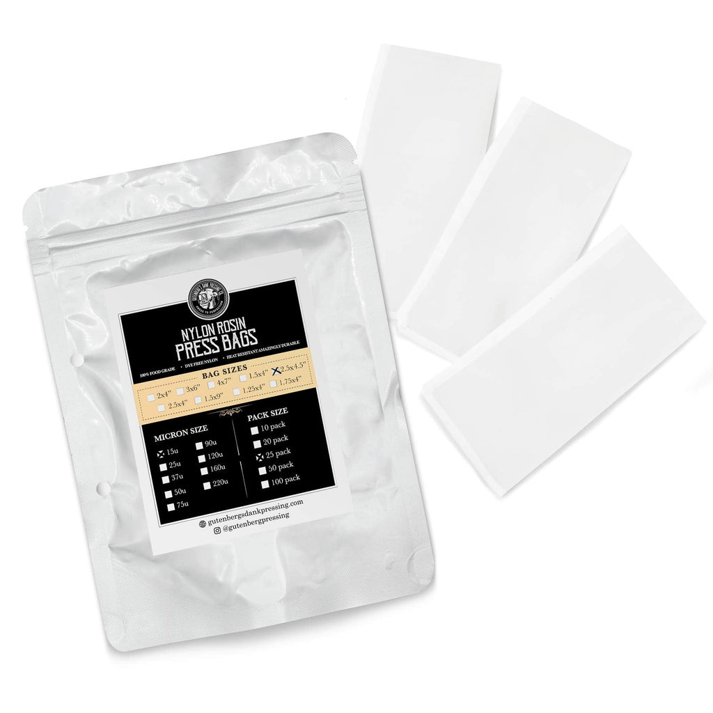 [Australia - AusPower] - Gutenberg's Dank Pressing Co 2.5x4.5 inch premium rosin bags 25-50 Packs | rosin press bags | dab press nylon micron bags | All Micron Sizes (25-Pack, 15 Micron) 25-Pack 
