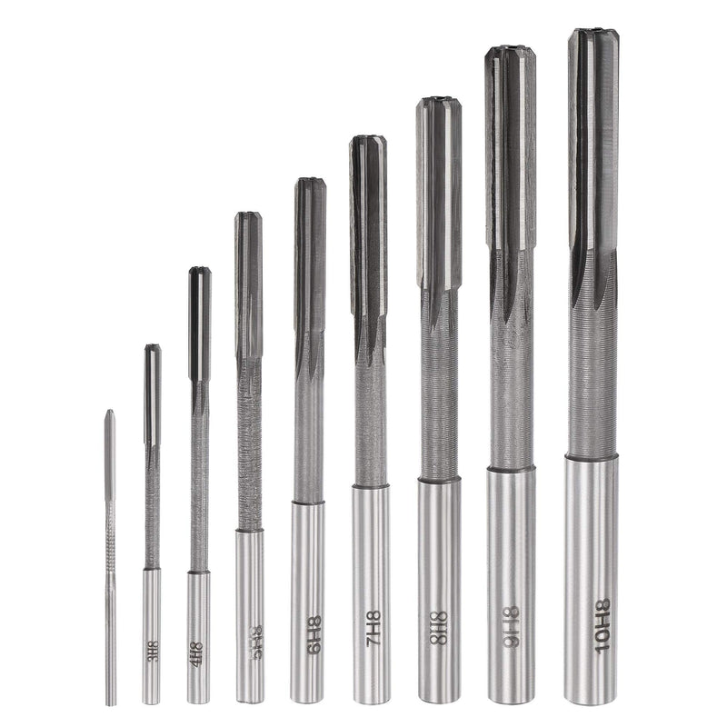 [Australia - AusPower] - uxcell Chucking Reamer Set Lathe Machine Reamer Straight Flute Milling Cutter High Speed Steel H8 Tolerance (2mm 3mm 4mm 5mm 6mm 7mm 8mm 9mm 10mm) 9pcs 