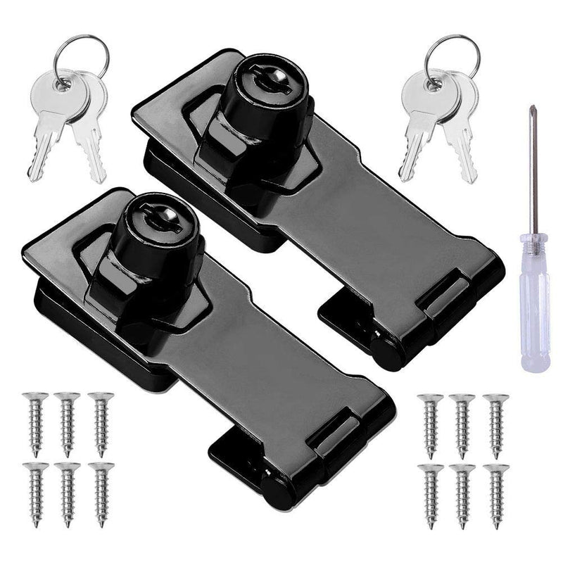 [Australia - AusPower] - 2 Packs Keyed Hasp Locks Stainless Steel,Twist Knob Keyed Locking Hasp for Small Doors, Cabinets and More with a Screwdriver,Chrome Plated (2.5Inch with Keys） 2.5Inch Black 