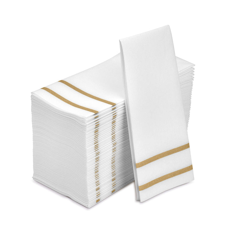 [Australia - AusPower] - Disposable Hand Towels For Bathroom, Gold Design 50 Linen-Feel Guest Towels – Formal Dinner, Anniversary, and Wedding Napkins for Tables, Guestrooms, and Restrooms - 8.5x 4-Inches Folded, [50 pack] 