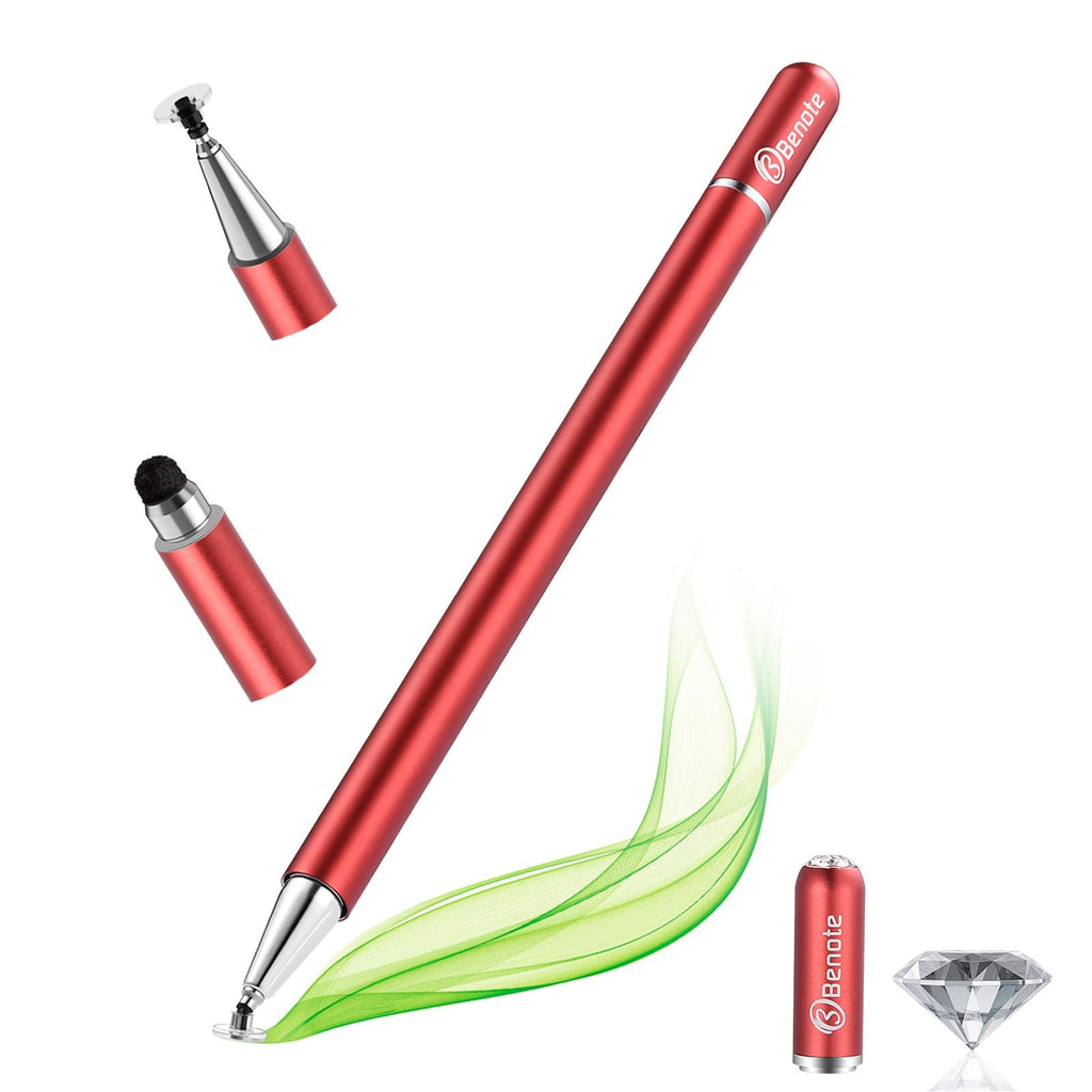 [Australia - AusPower] - Stylus Pens for Touch Screens, Fine Tip Stylus Pen Drawing and Writing 2-in-1 Disc Tips High Sensitivity Stylus Pen for ipad, iPhone, Apple, Android, Tablet, hp Chromebook, Phone, Tablet - Red 