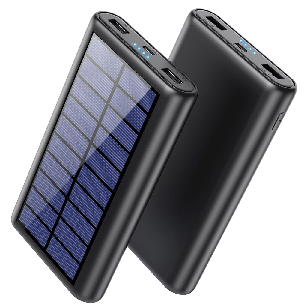 [Australia - AusPower] - Pxwaxpy Solar Charger Power Bank, 33800mAh Portable Charger with LED and 2 USB Outputs External Battery Pack for Camping Outdoor Compatible with iPhone, Samsung Android Phone,Tablet,iPad, Airpods etc. 