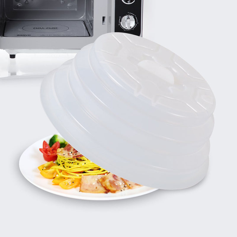 [Australia - AusPower] - Kichwit Silicone Microwave Plate Cover Collapsible, Dishwasher Safe and BPA Free, 11" (Light White) Light White 