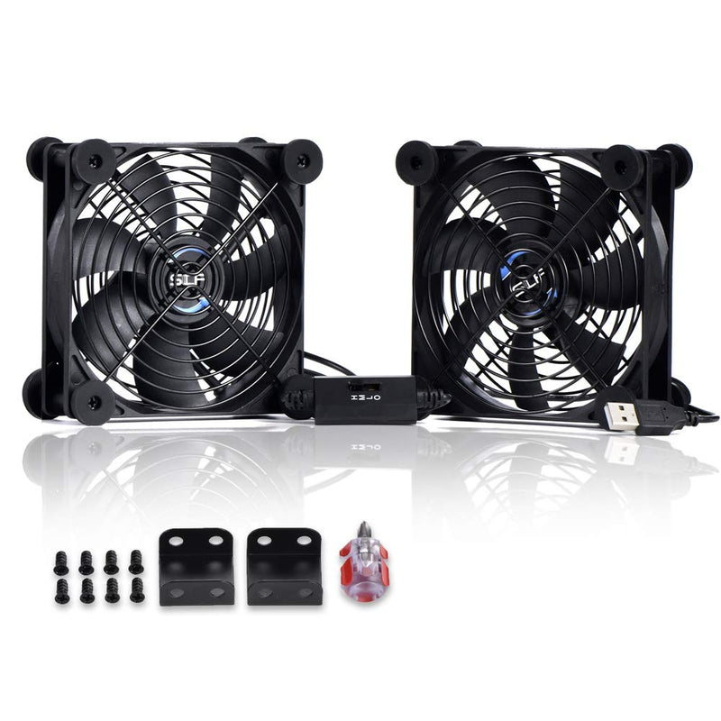 [Australia - AusPower] - SCCCF Dual 120mm USB Speed Control Fan, 5V Portable Cooling Fan for Flat-Screen TV Receiver Router DVR Playstation Xbox Computer Cabinet Cooler… 