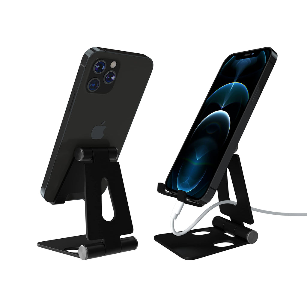 [Australia - AusPower] - TALK WORKS Foldable Phone Stand for Desk - Adjustable Cell Phone Holder Aluminium Folding iPhone Stand – Smartphone Desktop Stands for Cellphone & Small Tablet, Black 
