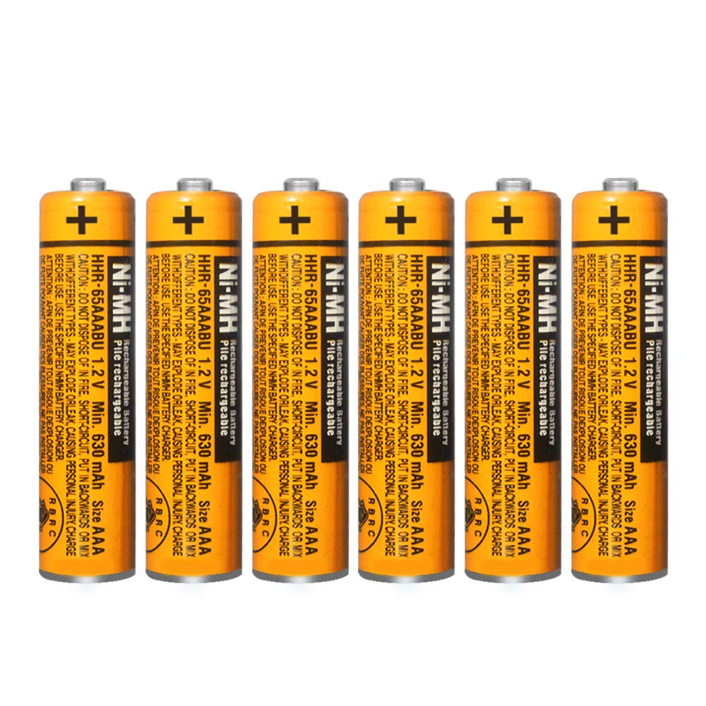 [Australia - AusPower] - 6 Pack HHR-65AAABU NI-MH Rechargeable Battery for Panasonic 1.2V 630mAh AAA Battery for Cordless Phones 