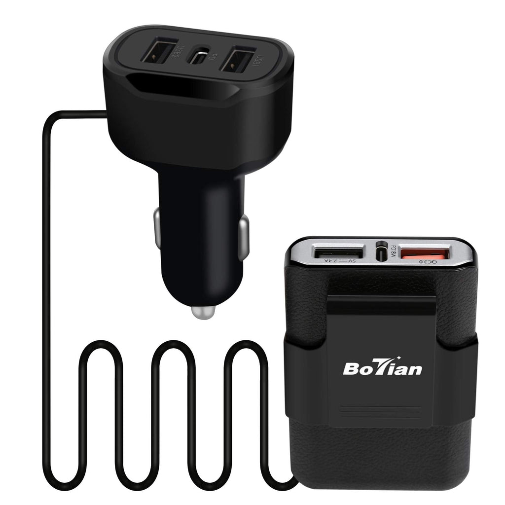 [Australia - AusPower] - Botian 6 Multi Ports Car Charger, 81W USB Car Charger Adapter, QC 3.0/PD18W Type C Multi Car Charger Adapter for iPhone 13 12 11 Pro Max X XR XS 8 Samsung Galaxy Note 20/10 S21/20/10 Nintendo Switch 